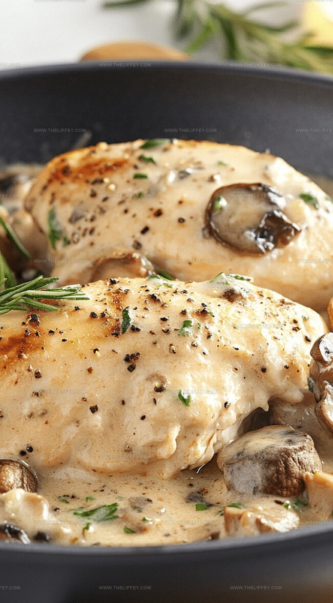 Skillet Asiago Chicken and Mushrooms with Rich Flavor