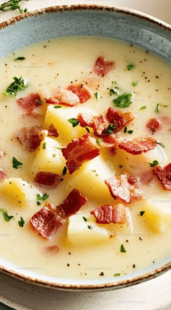 Creamy Potato Soup with Bacon Highlights