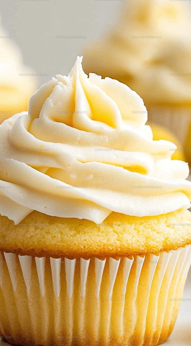 Homemade Lemon Cupcakes with Vanilla Frosting