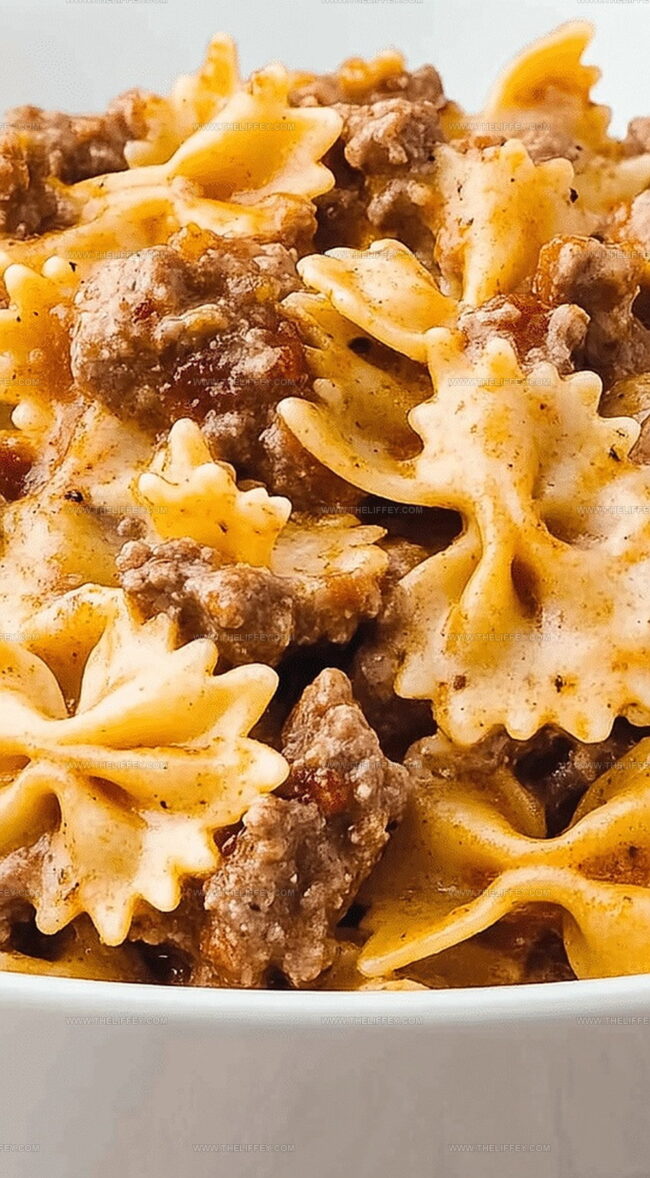 Helpful Notes on Beef and Bowtie Pasta with Alfredo Sauce
