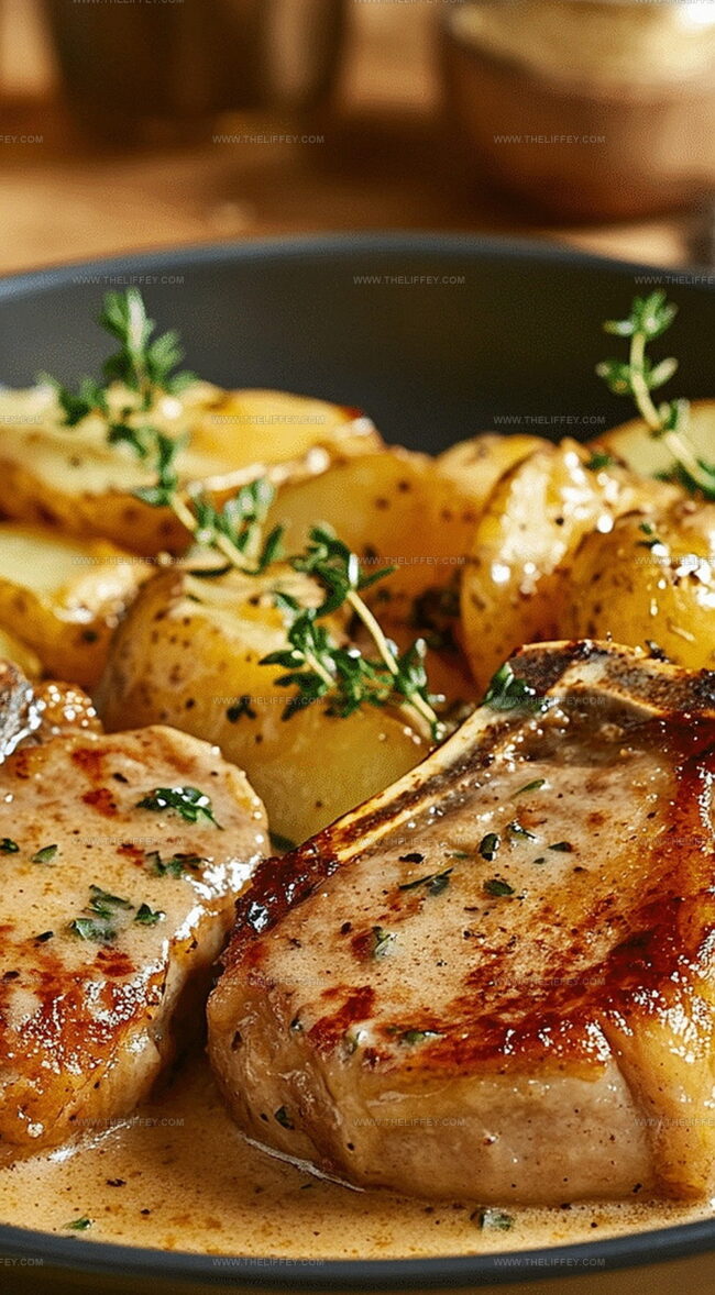 Garlic Parmesan Pork Chops With Cheesy Scalloped Potatoes