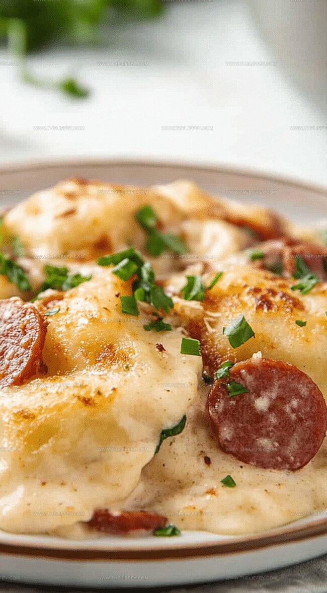 Crockpot Pierogi Casserole with Kielbasa to Enjoy